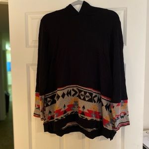 Aztec and black, long sleeve hoodie